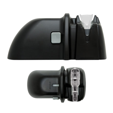 KYOCERA black plastic diamond knife sharpener showing a compact rectangular design with sharpening slots