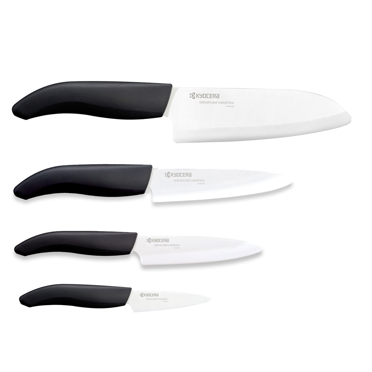 KYOCERA bamboo knife block with 4 GEN knives, modern kitchen tool set for precise slicing and cutting.