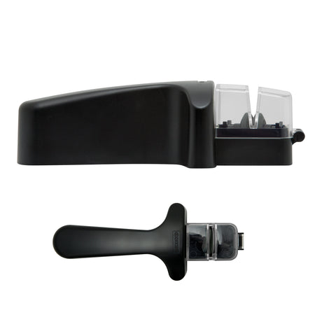 KYOCERA manual knife sharpener with dual sharpening slots and ergonomic handle for easy use.
