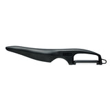 KYOCERA double-edged peeler with sharp blades for efficient vegetable and fruit peeling, shown in close-up.