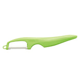 KYOCERA double-sided peeler with sharp blades, stainless steel handle, and ergonomic design for efficient peeling.