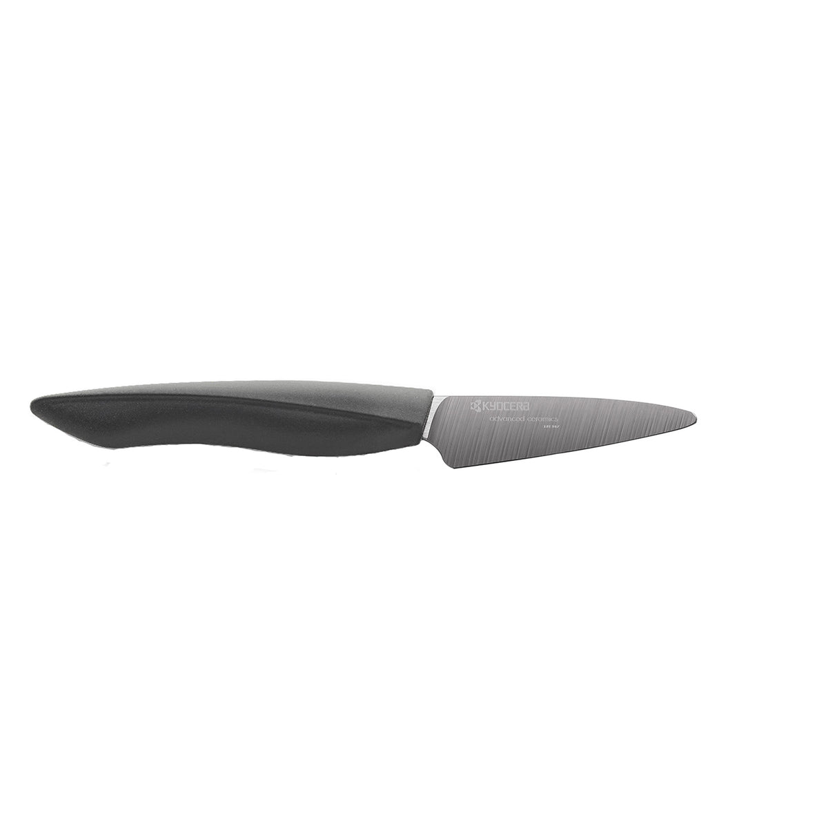 KYOCERA ceramic knife SHIN in black with a sleek handle, ideal for precise cutting and slicing in the kitchen.