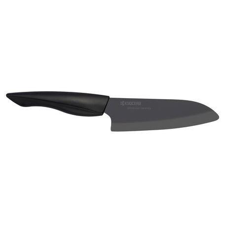KYOCERA SHIN black ceramic knife with sleek handle, ideal for precise slicing and cutting in the kitchen.