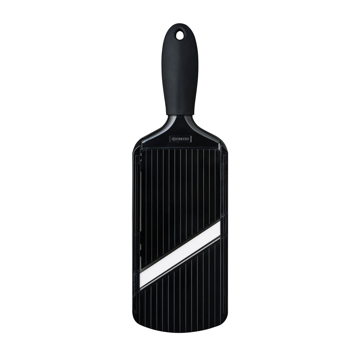 KYOCERA universal 4-stage soft black hand planer showing its adjustable blades and ergonomic handle design.
