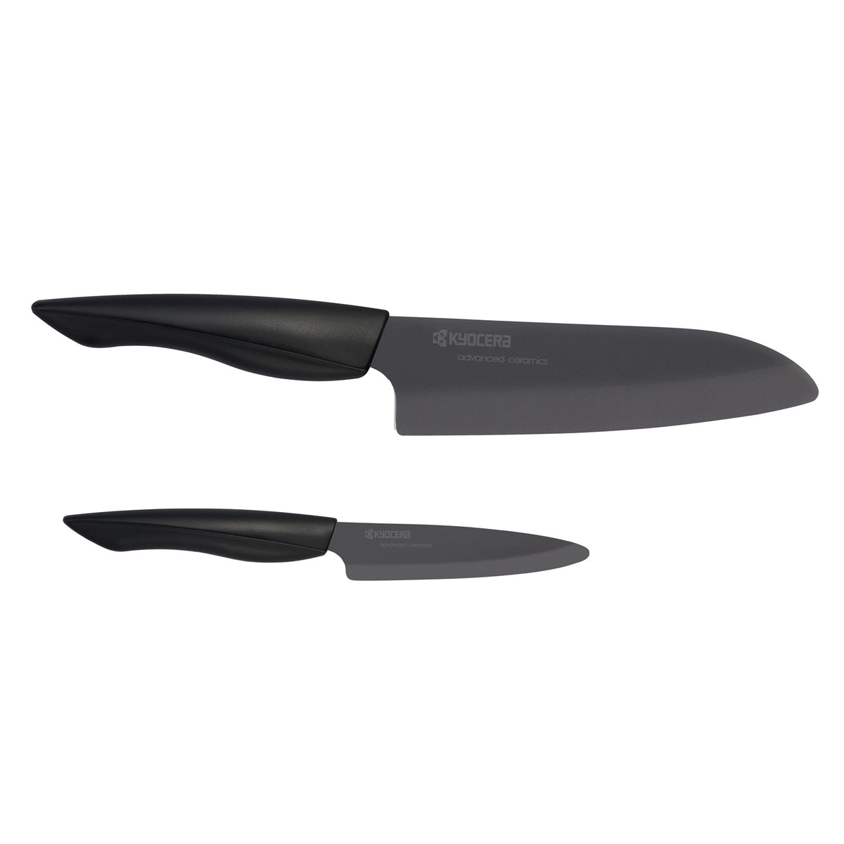 KYOCERA SHIN black ceramic knife with a sleek handle, designed for precise cutting and durability in the kitchen.