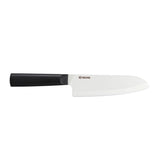KYOCERA ceramic knife in black and white, sleek kitchen tool with sharp blades for precise slicing and cutting.