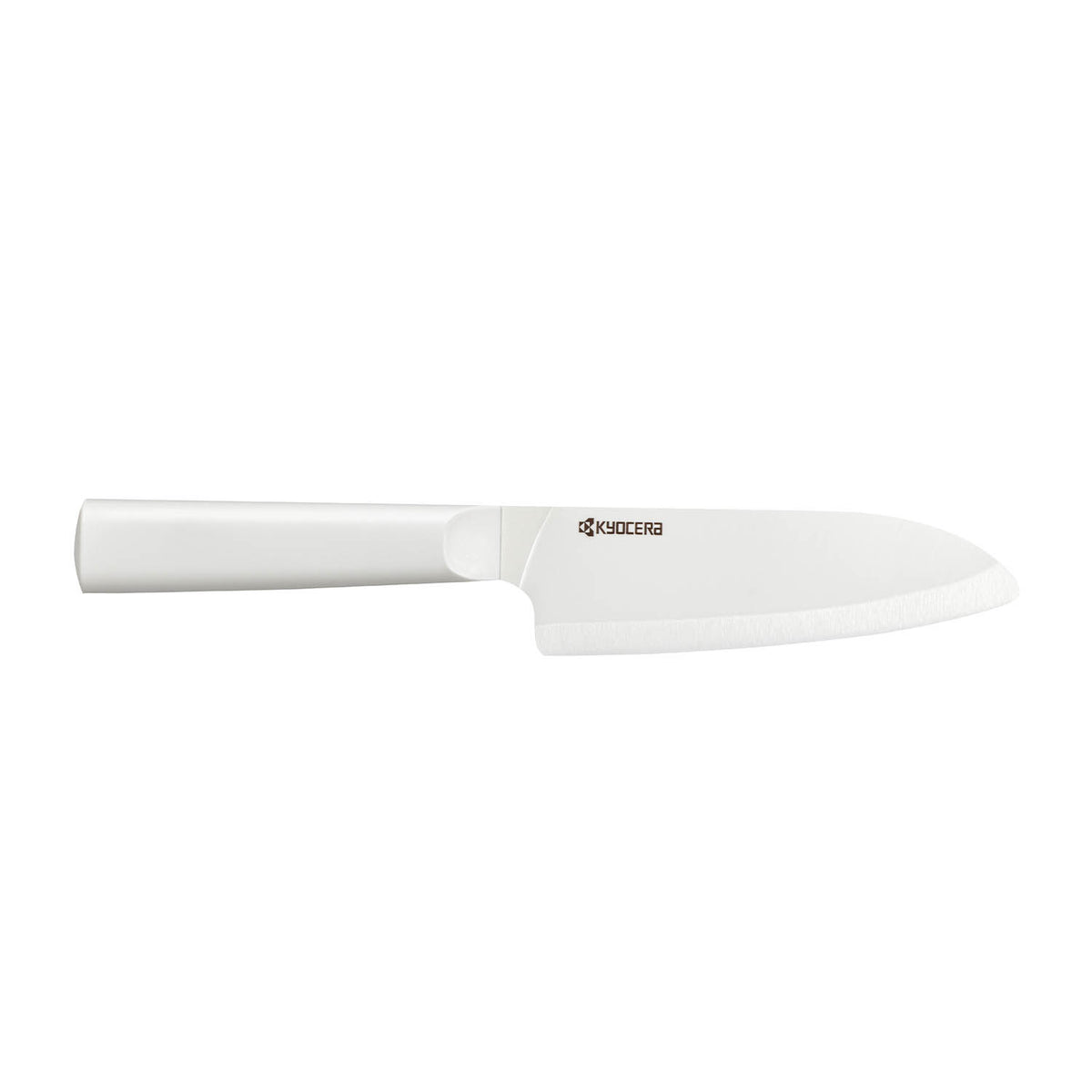 KYOCERA white ceramic knife with a sleek handle, ideal for precise slicing and cutting in the kitchen.