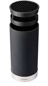 KYOCERA Messerblock with four SHIN knives and soft-touch handle, showcasing a modern black knife storage block.