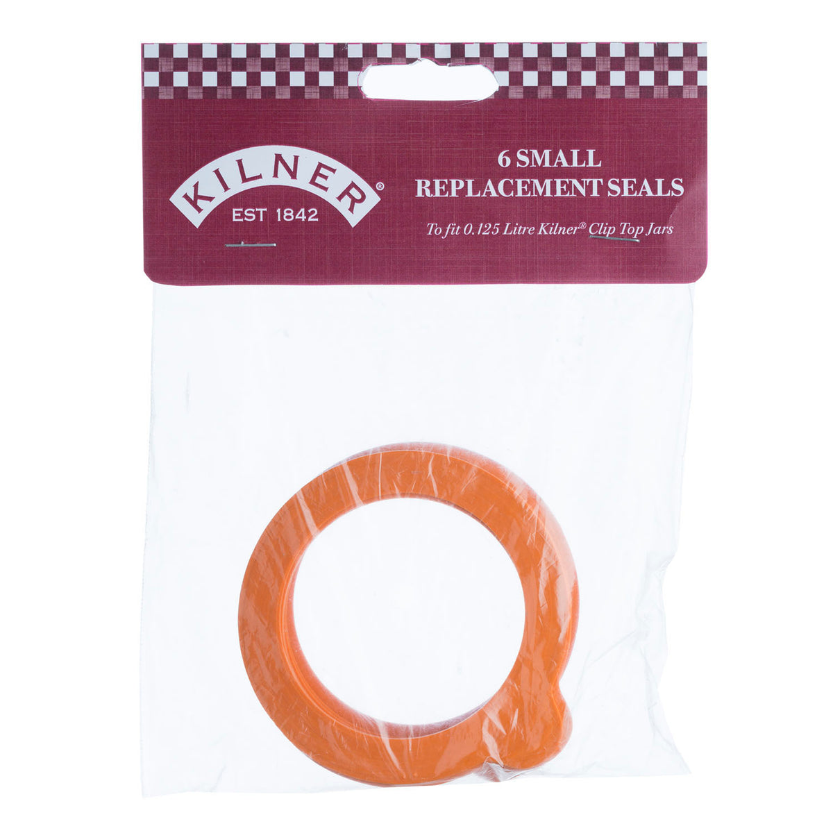 Set of six KILNER Einkochringe in size 0.125 L, reusable canning jar sealing rings for preservation and sterilization.