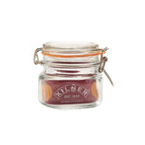 Clear KILNER Clip Square canning jar with metal clip lid, perfect for preserving and storing food in a durable glass jar.