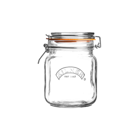 KILNER clear Clip Square canning jar with metal clip lid for preserving foods and storing dry goods.