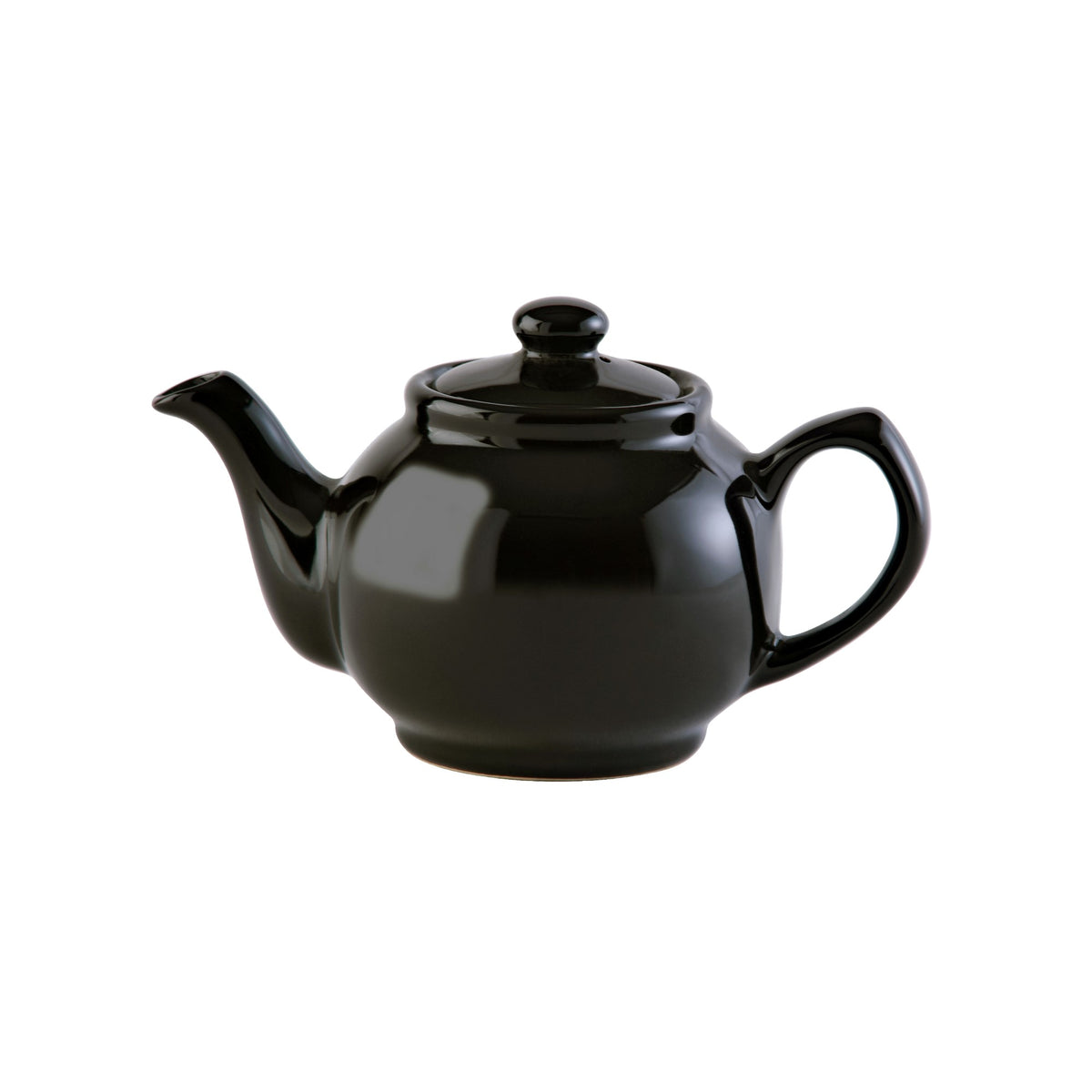 Black P & K Kensington teapot with a classic design, featuring a smooth black finish and a traditional spout and handle.