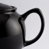 Black P & K Kensington teapot with a classic design, featuring a smooth spout and handle, perfect for brewing tea.
