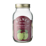 Clear 1-liter KILNER screw-top Einkochglas jar for preserves and storage, with a smooth glass surface and metal screw lid.