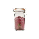 KILNER clear clip-round canning jar with metal lid for preserving fruits and jams, made of durable glass.