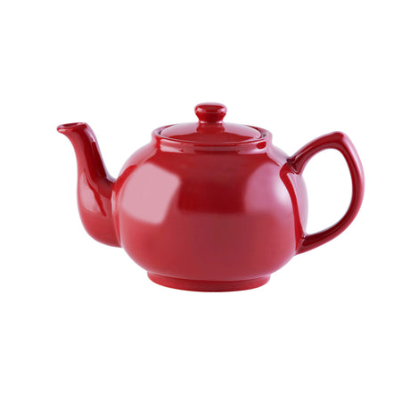 Red Kensington teapot by P & K with a classic design and a glossy finish, perfect for brewing tea.