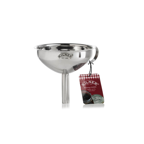 KILNER stainless steel juice funnel, 13 cm diameter, with wide mouth for easy pouring and transferring liquids.
