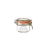 Clear Kilner Clip Round canning jar with metal clip lid, perfect for preserving and storing food.
