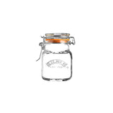 KILNER clear square canning jar with clip lid, made of glass, for preserving food and storing pantry items.