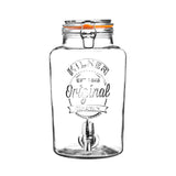 KILNER clear round 8L beverage dispenser with spigot for serving drinks at parties or gatherings.