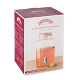 Clear KILNER 8L round drink dispenser with tap, perfect for serving beverages at parties or gatherings.