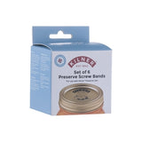 Set of six KILNER metal sealing lids for jars, ideal for preserving and canning food in a traditional style.