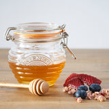 KILNER clear glass honey jar with lid, 400 ml capacity, featuring a traditional Honigtopf design for storing honey.