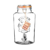 KILNER round 5L clear glass drink dispenser with spigot for serving beverages at parties or gatherings.