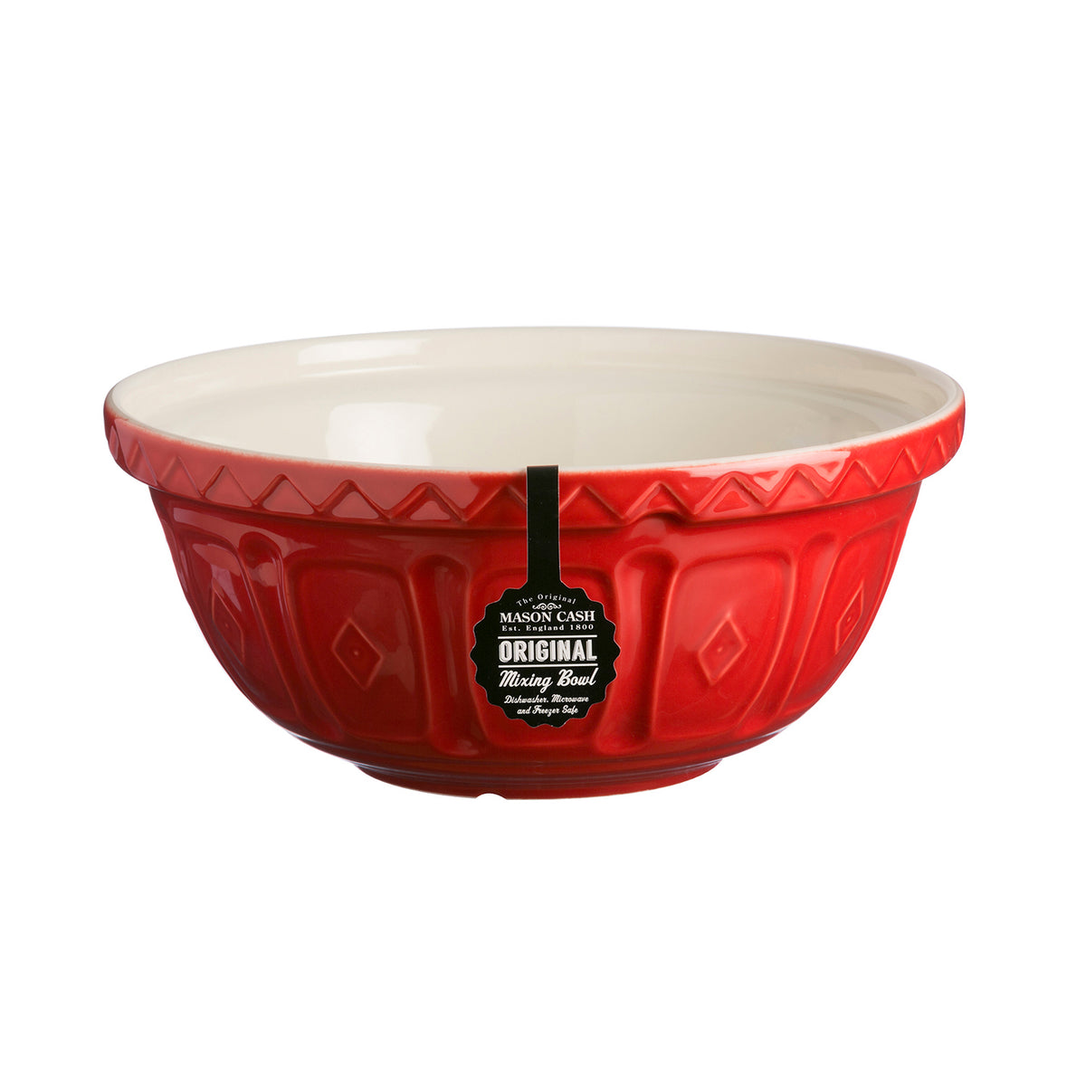 Red Mason Cash mixing bowl, ceramic Rührschüssel with a smooth finish, ideal for baking and kitchen prep.