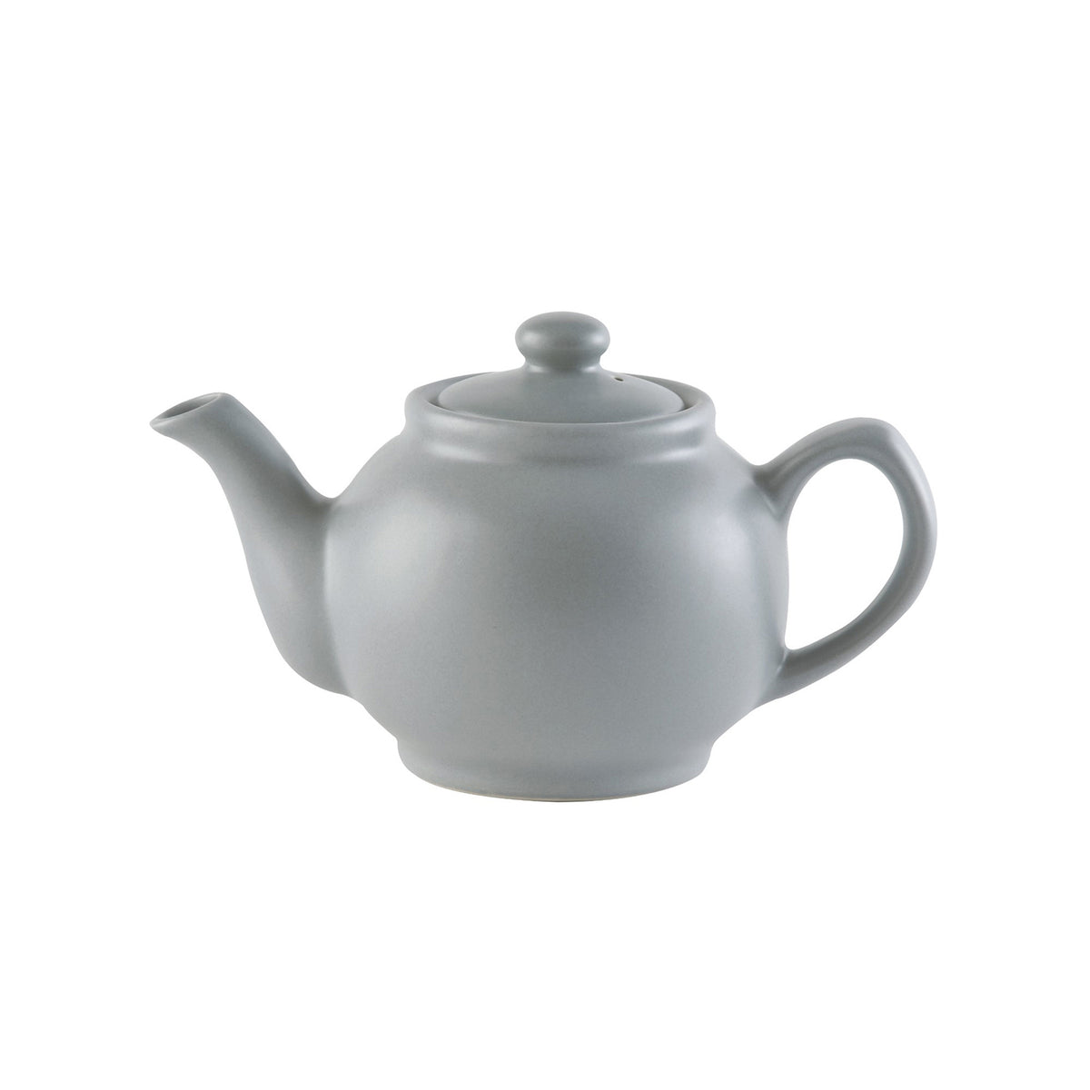 Gray P & K Price & Kensington teapot with a classic design, made of ceramic, featuring a round body and curved handle.