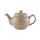 Teekanne kettle in taupe color from Price & Kensington, showing a sleek, modern design with a rounded body and handle.