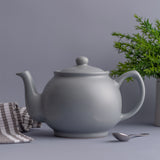 Gray P & K PRICE & KENSINGTON teapot with a classic design, featuring a smooth surface and elegant handle.