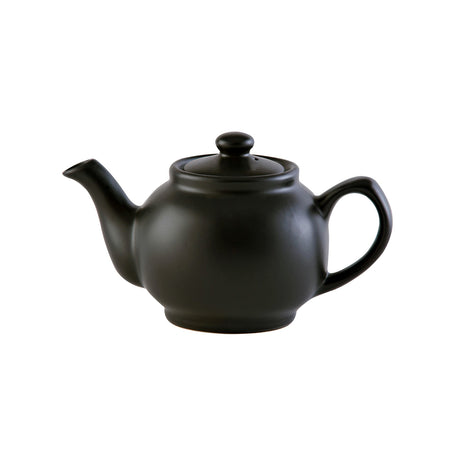 Black P & K Kensington teapot with a sleek design, featuring a spout, handle, and lid for brewing tea comfortably.