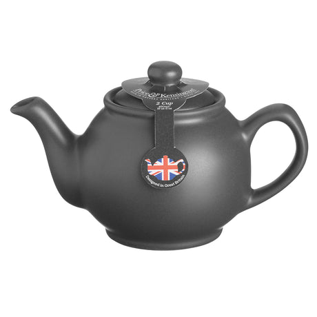 Black P & K PRICE & KENSINGTON teapot with a sleek design, made for brewing tea in a stylish kitchen setting.