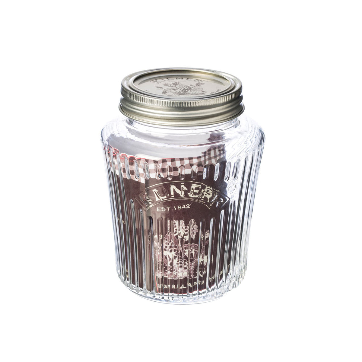 KILNER vintage 500 ml clear glass jar for canning and preserving with a metal screw lid.