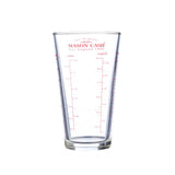 Clear Mason Cash measuring jug, classic design, with measurement markings visible, made of durable plastic.