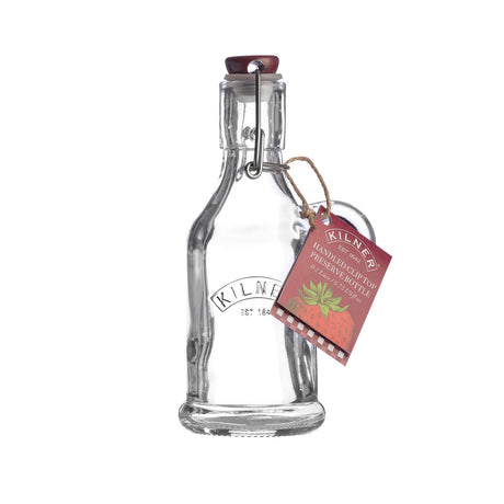 Clear 200 ml KILNER Einkochflasche with metal lid, ideal for preserving homemade jams and preserves.