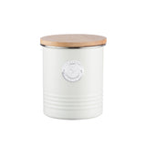 TYPHOON Vorratsbehälter in pastellcreme with a clear lid, designed for kitchen storage and organization.