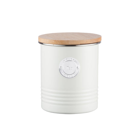 TYPHOON Vorratsbehälter in pastellcreme with a clear lid, designed for kitchen storage and organization.