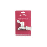 KILNER gray beverage dispenser tap with metal handle, designed for easy pouring and secure closure.