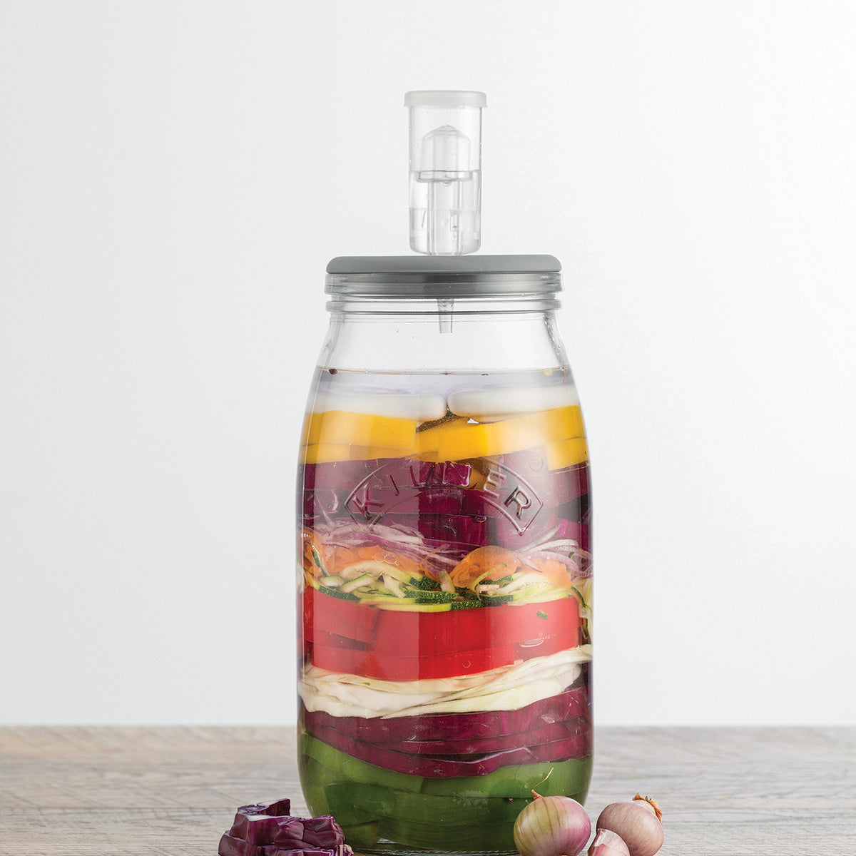 Large 3L KILNER fermentation jar with glass lid and airlock for brewing and fermenting homemade beverages.