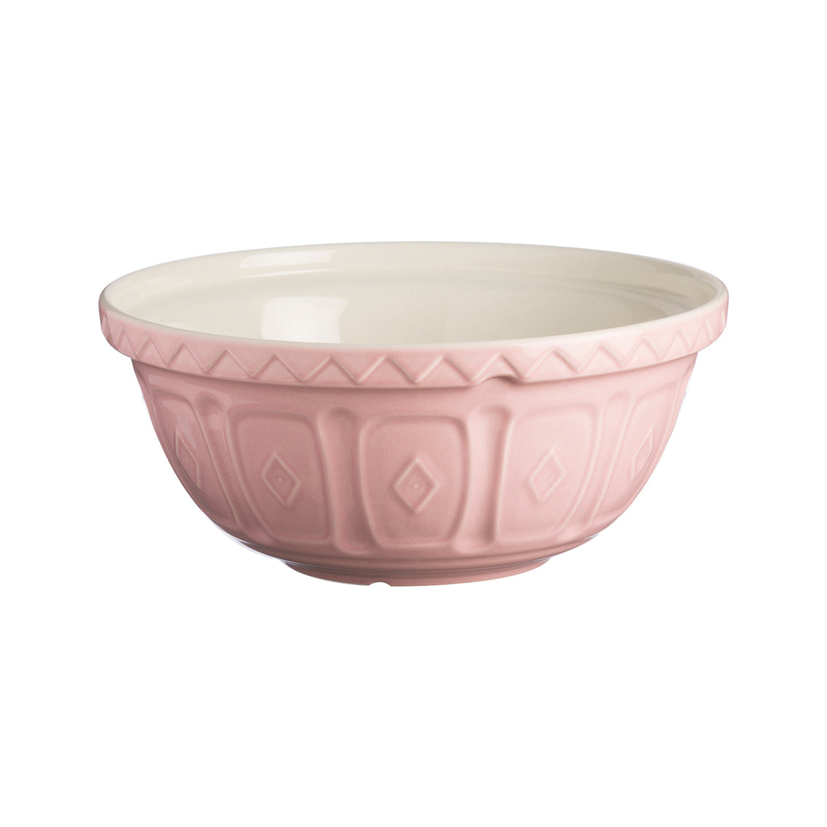 Pink Mason Cash mixing bowl with a smooth interior and sturdy construction, ideal for baking and kitchen prep.