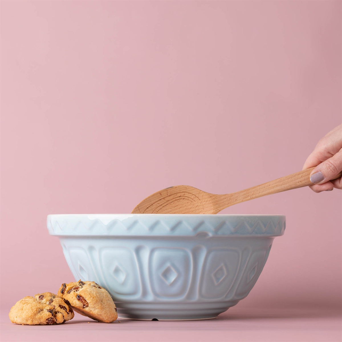 MASON CASH blue mixing bowl, ceramic Rührschüssel with a classic design, perfect for baking and food preparation.