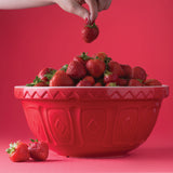 Red Mason Cash mixing bowl, ceramic stir and blend bowl with a classic design, perfect for baking and cooking.