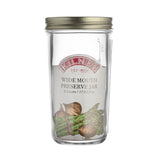 Clear KILNER Einkochglas with wide mouth, ideal for preserving fruits and jams, featuring a classic glass jar design.