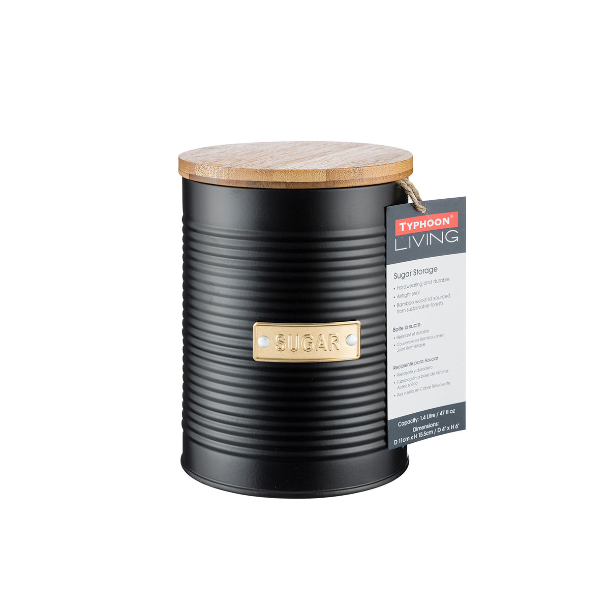 Black TYPHOON Vorratsbehälter storage container with airtight lid, ideal for kitchen organization and food storage.