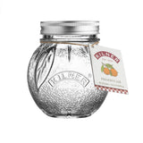 Kilner orange marmalade jar with 400 ml capacity, clear glass container with metal lid for preserving jams and spreads