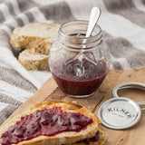 Clear glass marmalade jar by KILNER with a metal screw lid, transparent and ideal for storing homemade jams and preserves.