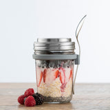 Clear 350 ml KILNER Frühstücksglas for to-go drinks, featuring a sturdy glass design with a lid and convenient portable size.