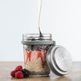 Clear Kilner breakfast glass with a 350ml capacity, designed for to-go servings, featuring a sleek, transparent design.